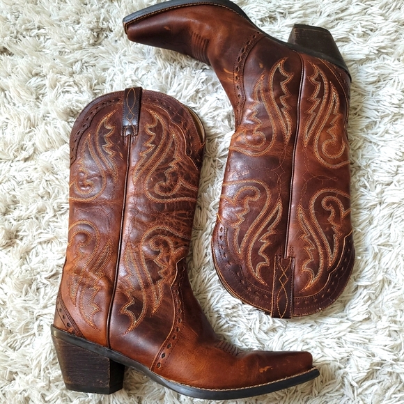 Ariat Shoes - Ariat Womens Heritage Western X Toe 10005908 Brown Leather Cowboy Boots Size 9B